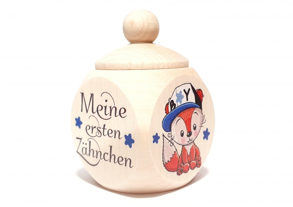 Holzdose "Fuchsjunge" 4x4cm