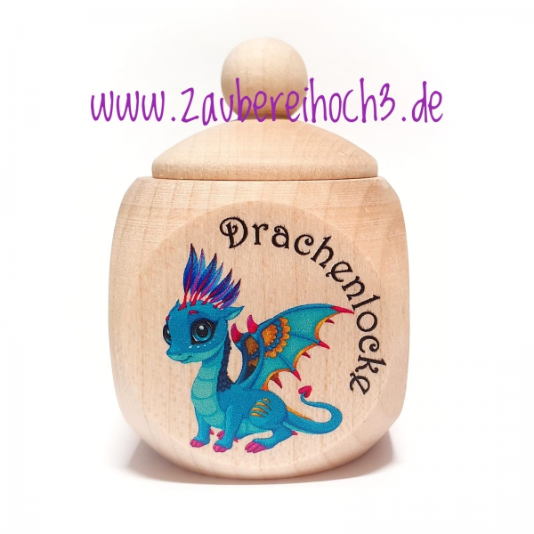 Holzdose Drachen Löckchen Mädchen 4x4