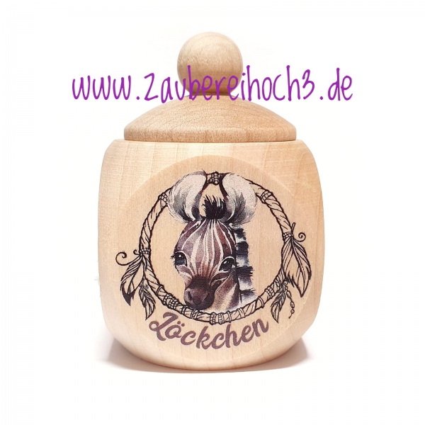 Holzdose Afrika Löckchen Zebra 4x4