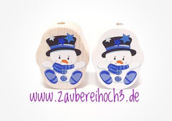 Formperle Schneemann blau