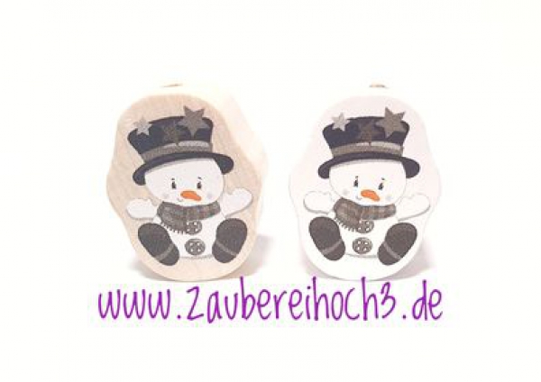 Formperle Schneemann grau
