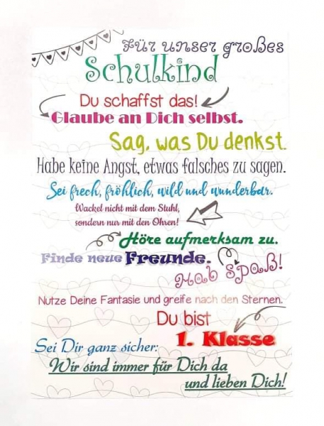 Postkarte Für unser großes Schulkind